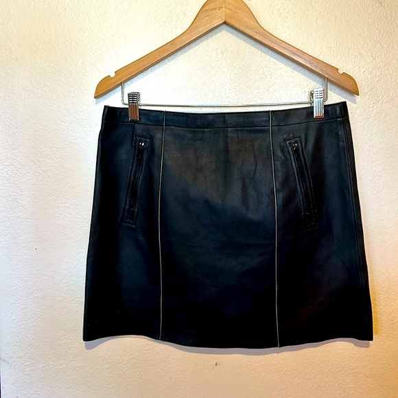 Vince Dresses & Skirts - Vince 100% leather skirt with back zip and zipper pockets